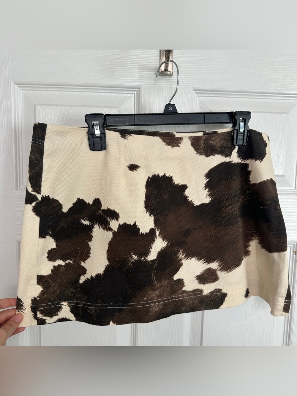 Gianni Bini Brown & Cream Cowprint Mini Skirt